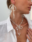 cheap Women&#039;s Necklace-Women&#039;s Pearl Bow Necklace and Drop Earrings Set - Elegant Statement Jewelry for Fashion Parties and Cocktail Events