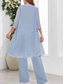 preiswerte Hosenanzüge für Mama-Kleid Sets Bodenlang Brautmutterkleid Langarm V-Ausschnitt Eleganz Einfach Hochzeitsgast mit Einfarbig