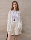 cheap Shirts-Women&#039;s 100% Ramie Shirt Solid Color Elegant Vintage Daily Long Sleeve Shirt Collar Regular Tops Work Daily Holiday Big white Apricot Summer Spring Fall