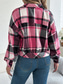 cheap Shirt Jackets-Women&#039;s Shirt Jacket Casual Jacket Comfortable Breathable Buttons Print Casual Plaid Vacation Street Casual Daily Wear Single Breasted Short Stand Collar Regular Fit Long Sleeve Outerwear Pink