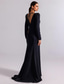 abordables Robes de soirée fourreau-Ligne A Traîne Balayage Robes de Bal Robe de Soirée Tenue de soirée Élégant Style Célébrité manche longue Col en V Fête de jardin Mariage Crêpe Extensible avec Paillettes Broderie