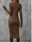 cheap Plain Dress-Women&#039;s Midi Dress Sheath Dress Wrap Dress Casual Daily Slim Plain Long Sleeve Crew Neck Black Brown Summer Spring Fall