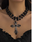 cheap Women&#039;s Necklace-Women&#039;s Baroque Pearl and Beaded Cross Pendant Necklaces - Multiple Style Options for Elegant Gothic and Vintage Looks, Perfect for Parties and Special Occasions