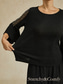 abordables Blouses Élégantes-Femmes Hauts Élégants A Volants Paillettes Œillet Élégant Quotidien Dames Manche 3/4 Manche flottante Col Bateau Hauts Réguliers Quotidien Travail robe demoiselle d honneur Noir Printemps Automne