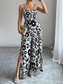 cheap Vacation Jumpsuit-Women&#039;s Normal Jumpsuit Elegant Floral Sleeveless Wide Leg V Neck High Waist Print Vacation Daily Regular Fit Black Red Navy Blue Summer