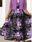 preiswerte Blumenkleid-Damen Kleid-Set Midi-Kleid Urlaub Party Blumen Druck Midikleid Dreiviertelarm Rundhalsausschnitt Täglich Blau Gelb Purpur Frühling Herbst Normale Passform