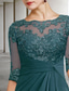 cheap Floor Length-Sheath Column Floor Length Wedding Guest Dress Formal Dresses Evening Gown Mother of the Bride Dress Short Sleeve Jewel Neck Elegant Plus Size Wedding Guest Wedding Party Chiffon Lace with Appliques