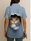 cheap Animals Tops-Women&#039;s Shirt Long Sleeve Button Down Blouse Graphic Animal Cat Vintage Tropical Daily Sleeveless Short Sleeve Shirt Collar Regular Tops Daily Black And White Black White Dusty Blue Green