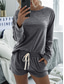 cheap Women’s Short Sets-Women&#039;s Fashion Streetwear Daily Shorts Sets Long Sleeve Crew Neck Plain Drawstring Casual Daily Black Pink Royal Blue Summer Loose Fit