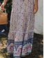 cheap Graphic Skirts-Women&#039;s Skirt A Line Bohemia Casual Maxi High Waist Skirts Floral Print Micro-elastic Street Daily Red Apricot Summer Polyester Rayon