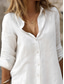 baratos Vestidos-Mulheres Minivestido Mistura de Algodão Camisetão Vestido de algodão branco Vestido Bodycon Férias Básico Moderno Diário Final de semana Ajuste Largo Tecido Manga 3/4 Colarinho de Camisa Azul Preto