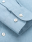 baratos Camisas Elite Masculinas-Homens Camisa Social Azul Verde Tropa Bege Manga Longa Côr Sólida Gola Enrolada Ao ar livre Casual Botões Roupa Diário Casual Diário Lazer