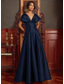 cheap Evening Dresses-A-Line Evening Gown Elegant Dress Formal Wedding Floor Length Off Shoulder V Neck Stretch Satin with Pocket 2025