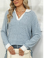 cheap Plain Tops-Women&#039;s Shirt Solid Color Stylish Casual Long Sleeve V Neck Regular Tops Daily Patchwork Black Red Blue Fuchsia Spring Fall