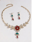 cheap Women&#039;s Necklace-Women&#039;s Gold-Plated Blue Crystal Necklace and Earrings Set with Floral Design - Elegant Party Jewelry for Formal Events and Evening Celebrations