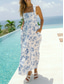 cheap Floral Dress-Women&#039;s Maxi Dress A Line Dress Slip Dress Vacation Casual Boho Outdoor Going out Regular Fit Floral Sleeveless Halter Neck White Yellow Blue Orange Summer Spring