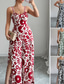 cheap Vacation Jumpsuit-Women&#039;s Normal Jumpsuit Elegant Floral Sleeveless Wide Leg V Neck High Waist Print Vacation Daily Regular Fit Black Red Navy Blue Summer