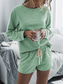 cheap Women’s Short Sets-Women&#039;s Fashion Streetwear Daily Shorts Sets Long Sleeve Crew Neck Plain Drawstring Casual Daily Black Pink Royal Blue Summer Loose Fit