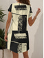 cheap Stripe&amp;Geometric Dress-Women's Mini Dress Knit Dress Casual Dress T Shirt Dress Tee Dress Sundress Vacation Casual Regular Fit Graphic Geometric Abstract Short Sleeve V Neck Blue Black And White Champagne Red Summer Spring