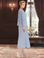 preiswerte Mit Jacke-Paillettenspitze, zweiteiliges A-Linien-Kleid für die Brautmutter, elegant, schlicht, luxuriös, Chiffon, U-Boot-Ausschnitt, Midi-Länge, ärmellos, mit langärmliger Jacke 2025
