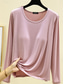 cheap Plain tee-Women&#039;s Blouse Solid Color Daily Casual Long Sleeve Crew Neck Regular Tops Daily Black Pink Red Navy Blue Blue Summer Spring Fall
