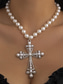 cheap Women&#039;s Necklace-Women&#039;s Baroque Pearl and Beaded Cross Pendant Necklaces - Multiple Style Options for Elegant Gothic and Vintage Looks, Perfect for Parties and Special Occasions