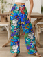 cheap Wide Leg &amp; High Waisted-Women&#039;s Wide Leg Chinos Baggy Pants Vacation Vintage Fashion Full Length High Waist Graphic Animal Cat Printing Soft Breathable Micro-elastic Formal Outdoor Vacation Yellow Red Blue Purple Summer