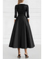 baratos Vestidos de fraque-Mulheres Vestido smoking Linha A Casamento Formal Convidado do casamento Cetim Elegante Manga 3/4 Até o Tornozelo Longuette Lapelas entalhadas Lapela
