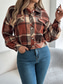 cheap Shirt Jackets-Women&#039;s Shirt Jacket Casual Jacket Comfortable Breathable Buttons Print Casual Plaid Vacation Street Casual Daily Wear Single Breasted Short Stand Collar Regular Fit Long Sleeve Outerwear Pink