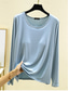 cheap Plain tee-Women&#039;s Blouse Solid Color Daily Casual Long Sleeve Crew Neck Regular Tops Daily Black Pink Red Navy Blue Blue Summer Spring Fall