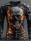 billiga skalle &amp; ben-Halloween Herr Skelett Kostym T-shirt Långärmad T-shirt 3D-tryck Rund hals Skjorta Mode drivna Gata Ledigt Dagligen Svart 1 Svart 3 Svart 2 Sommar Vår Höst Kläder S M L XL XXL XXXL