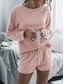 cheap Women’s Short Sets-Women&#039;s Fashion Streetwear Daily Shorts Sets Long Sleeve Crew Neck Plain Drawstring Casual Daily Black Pink Royal Blue Summer Loose Fit