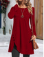 cheap Plain Dress-Women&#039;s Mini Dress T Shirt Dress Tee Dress Casual Daily Regular Fit Plain Long Sleeve Crew Neck Black Red Green Gray Spring Fall