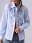 cheap Stripe&amp;Geometric Tops-Women&#039;s Shirt Button Down Blouse Floral Striped Elegant Bohemia Vintage Long Sleeve Shirt Button Down Blouse Collar Regular Tops Work Daily Holiday Embroidered 1# Original light blue-BLUE