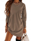 cheap Plain Dress-Women&#039;s Mini Dress T Shirt Dress Tee Dress Casual Daily Regular Fit Plain Long Sleeve Crew Neck Pink Wine Dark Green Brown Summer Fall