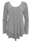 preiswerte Einfarbiges T-Shirt-Damen Bluse Peplum Einfarbig Stylisch Casual Lange Ärmel Rundhalsausschnitt Reguläre Tops Daily Rüsche Knöpfe Schwarz Weiß Hellgrün Himmelblau Orange Sommer Frühling Herbst
