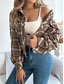 cheap Shirt Jackets-Women&#039;s Shirt Jacket Casual Jacket Comfortable Breathable Buttons Print Casual Plaid Vacation Street Casual Daily Wear Single Breasted Short Stand Collar Regular Fit Long Sleeve Outerwear Pink