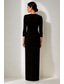 cheap BLACK-Black and White Sheath / Column Evening Gown Elegant Dress Formal Wedding Floor Length 3/4 Length Sleeve Square Neck Stretch Crepe with Floral Beaded Lace 2025