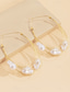 abordables Pendiente de mujer-Pendientes de aro extragrandes de alambre dorado para mujer con gotas de perla irregulares: joyas con un toque artístico para fiestas de moda y eventos de tendencia.