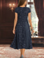billige Med jakke-To-delt A-line Mor til bruden kjole Elegant Enkel Luksuriøs V-hals Te-lengde Midi-lengde Perleblonde Chiffon med stretch krepsjakke