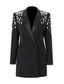 abordables Blazers et Gilets-Femmes Blazer Manteau de sport Formel robe demoiselle d honneur Strass Élégant manche longue Revers de pointe Double Boutonnage