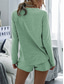 cheap Women’s Short Sets-Women&#039;s Fashion Streetwear Daily Shorts Sets Long Sleeve Crew Neck Plain Drawstring Casual Daily Black Pink Royal Blue Summer Loose Fit