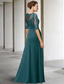 cheap Floor Length-Sheath Column Floor Length Wedding Guest Dress Formal Dresses Evening Gown Mother of the Bride Dress Short Sleeve Jewel Neck Elegant Plus Size Wedding Guest Wedding Party Chiffon Lace with Appliques