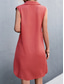 voordelige Eenvoudige jurk-Dames Mini-jurk Zonnejurk Zomerjurk Casual Dagelijks Normale pasvorm Effen Kleur Mouwloos Overhemdkraag Leger groen Zwart Rood Beige Zomer