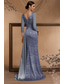 cheap BLUE-Floral Sequin Embroidered Lace Mermaid / Trumpet Evening Gown Elegant Dress Formal Wedding Sweep / Brush Train 3/4 Length Sleeve V Neck Satin with Pleats 2025