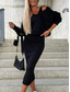 cheap Plain Dress-Women&#039;s Dress Set Sheath Dress Casual Plain Ruched Midi Dress Long Sleeve Hooded Outdoor Daily Black Camel Coffee Summer Spring Regular Fit