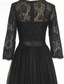 baratos Casamento Casual / Durante o Dia-Vestidos de Coquetel em A Vestido Elegante Comprimento até o Tornozelo Manga 3/4 Decote Redondo Convidada de Casamento Outono Tulle com Pregas Apliques de Renda