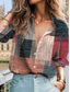 cheap Stripe&amp;Geometric Tops-Women&#039;s Shirt Button Down Blouse Plaid Stylish Casual Long Sleeve Shirt Button Down Blouse Collar Regular Tops Daily Buttons Print Red Blue Green Khaki Summer Spring