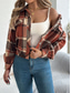 cheap Shirt Jackets-Women&#039;s Shirt Jacket Casual Jacket Comfortable Breathable Buttons Print Casual Plaid Vacation Street Casual Daily Wear Single Breasted Short Stand Collar Regular Fit Long Sleeve Outerwear Pink