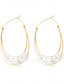abordables Pendiente de mujer-Pendientes de aro extragrandes de alambre dorado para mujer con gotas de perla irregulares: joyas con un toque artístico para fiestas de moda y eventos de tendencia.